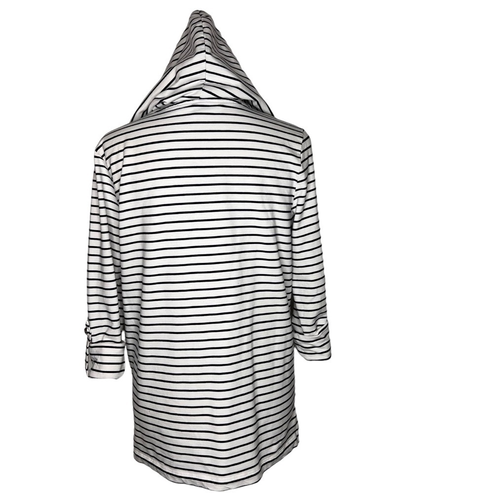 Tommy Hilfiger Women’s Patriotic Striped Long Roll Tab Sleeve 1/4 Zip Hoodie Med - Picture 5 of 14